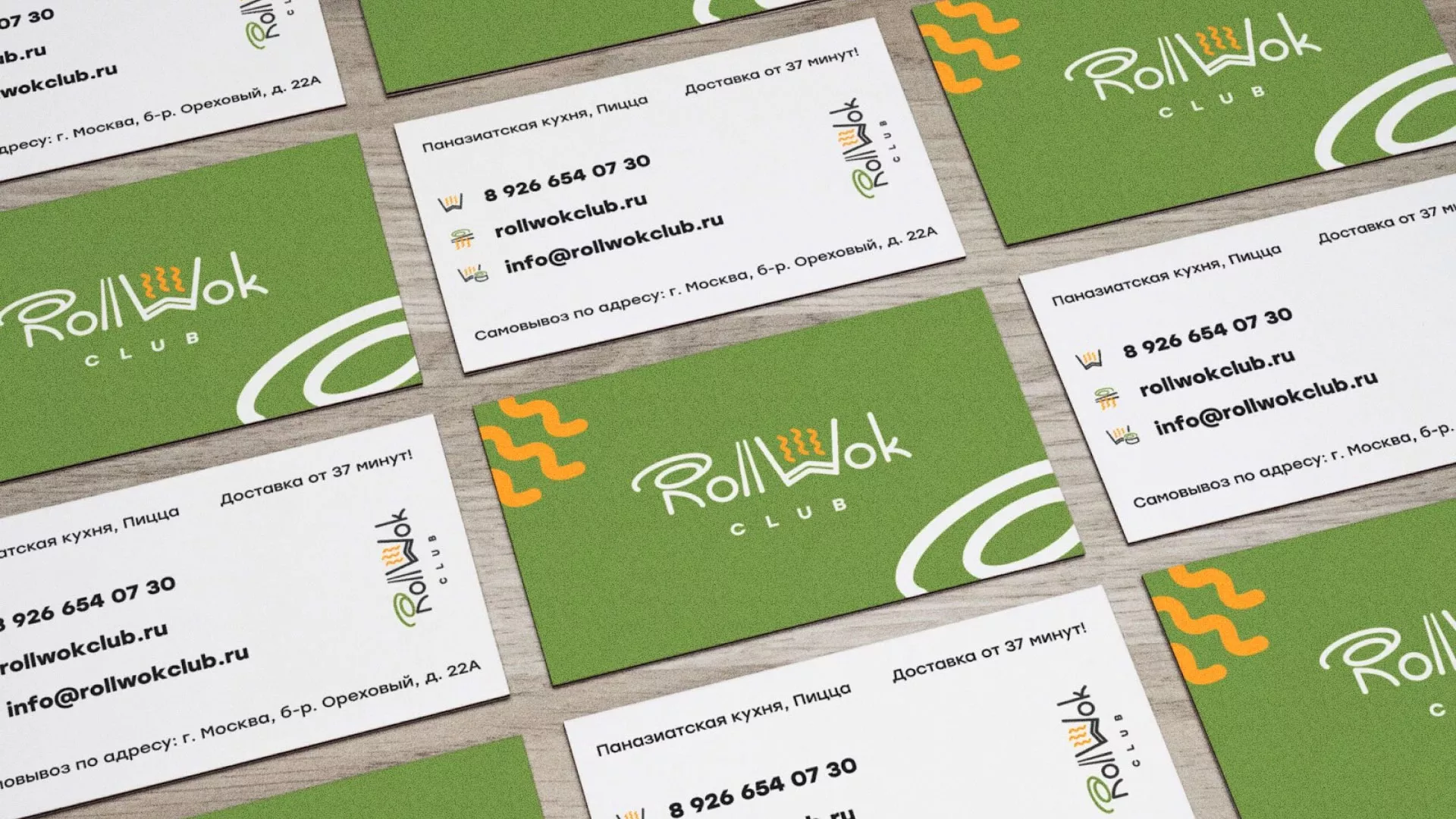 Разработка дизайна визиток суши-бара «Roll Wok Club» в Усть-Каменогорске